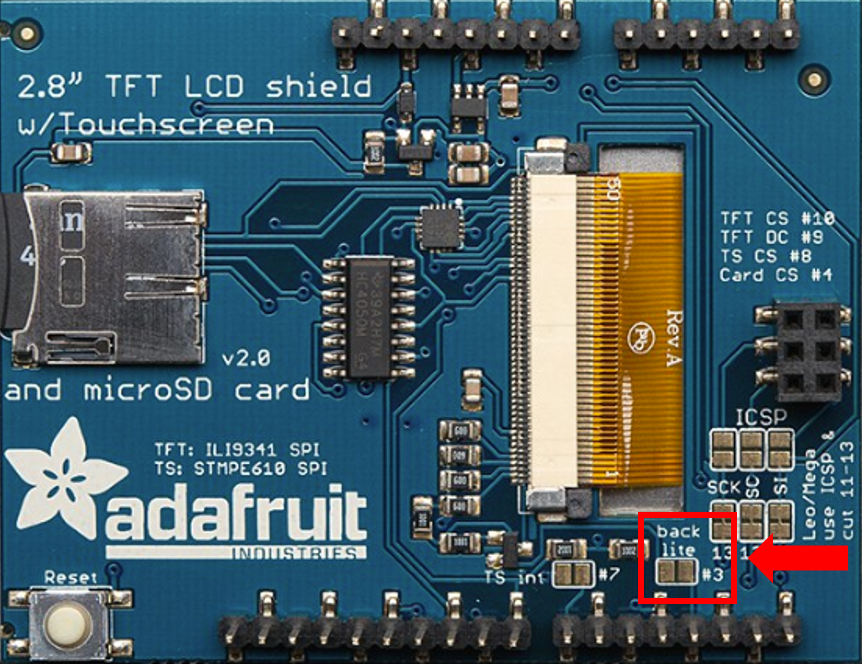 'Adafruit Resistive Shield - Enabling Backlight Control'