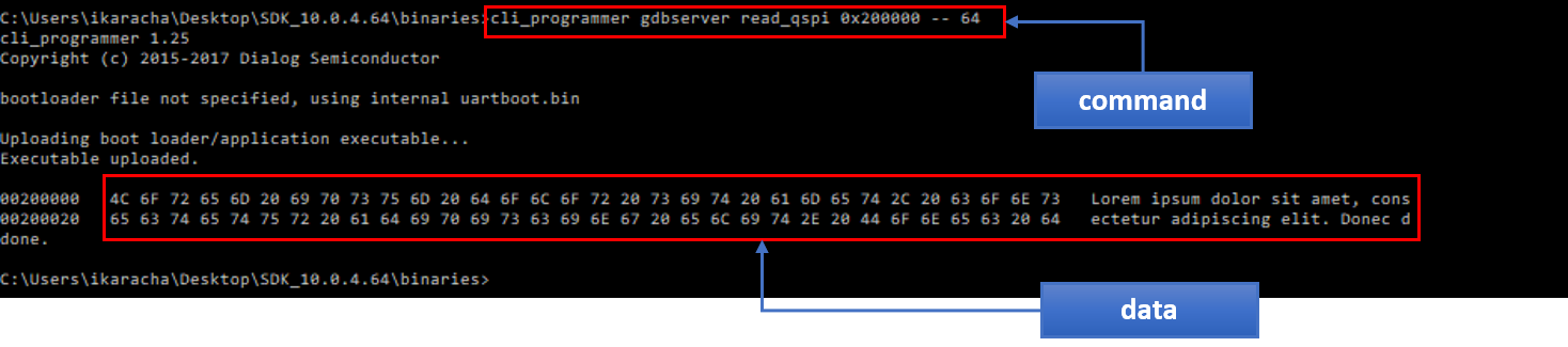 'Reading Flash contents with the help of the CLI programmer'
