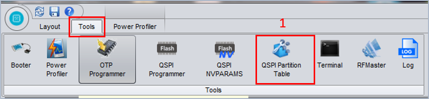 'SmartSnippets Toolbox - Display the Partition Table Area'