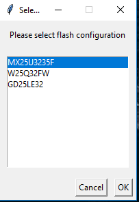 'Generating Product Header - Selecting FLASH Device'