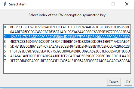 'Generating Product Keys - Selecting FW Decryption Key Index'