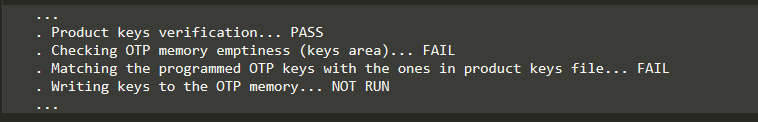 'Writing Keys in OTP - Report Status'