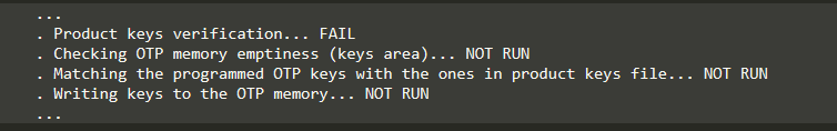 'Writing Keys in OTP - Report Status'