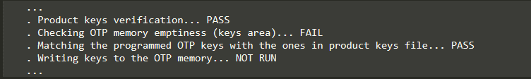 'Writing Keys in OTP - Report Status'