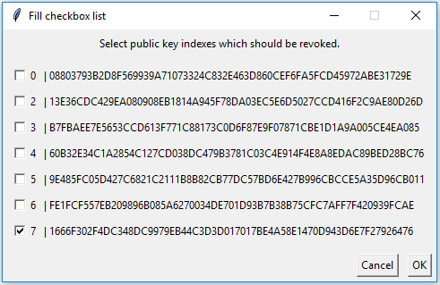 'Revoking Product Keys - Selecting Public Keys'