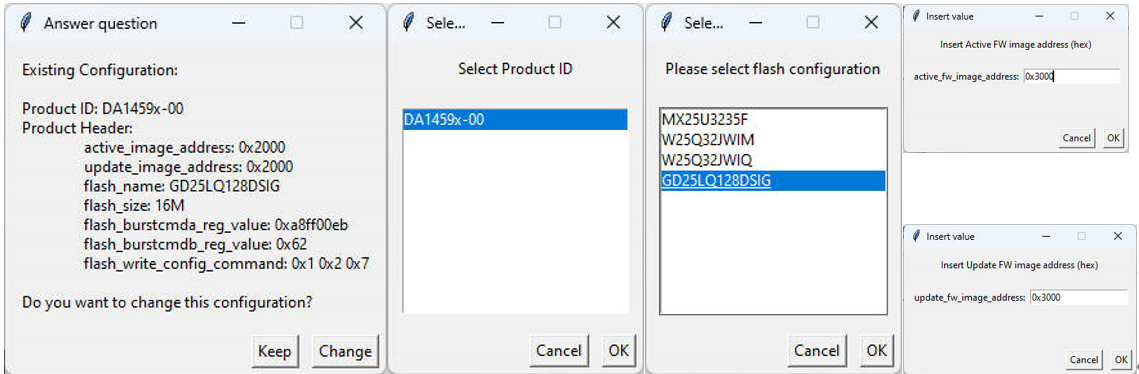 QSPI Flash Configuration Change prompt windows.