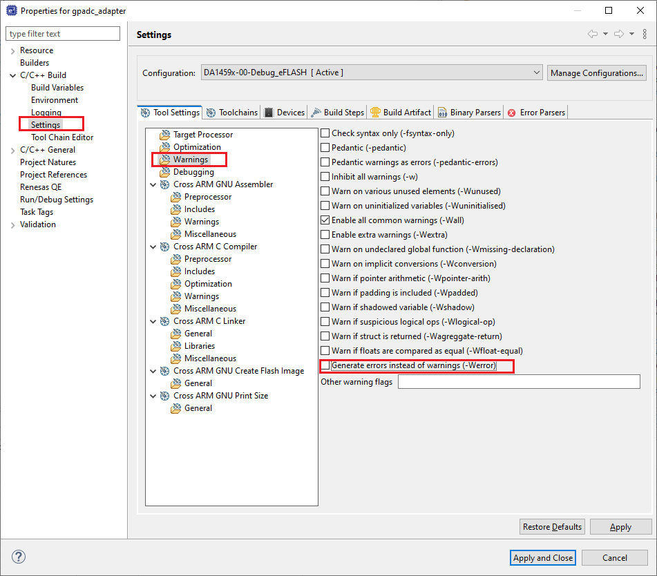 'Configure Compiler's Warnings'