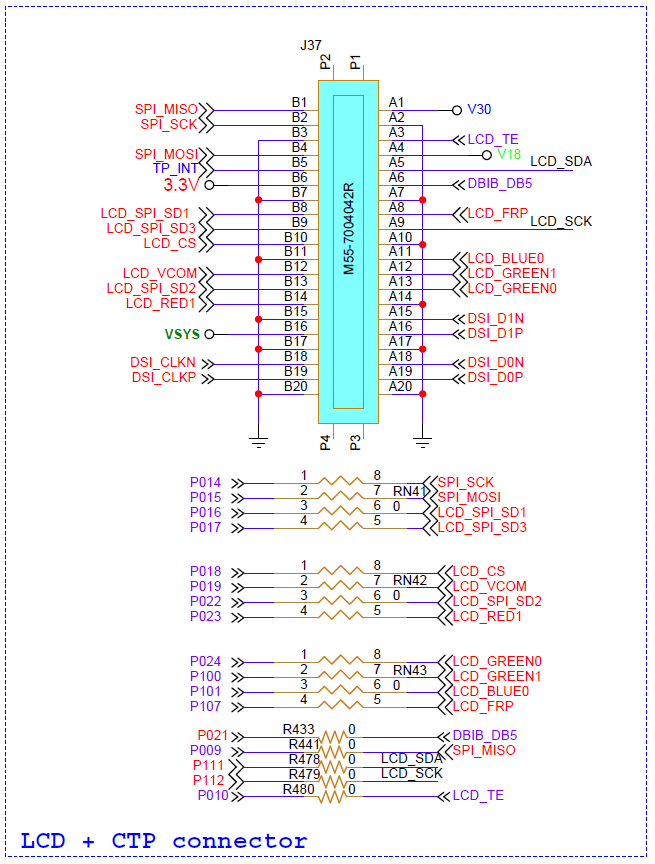 DA1470x Devkit-Pro Display and Touch Panel Connector