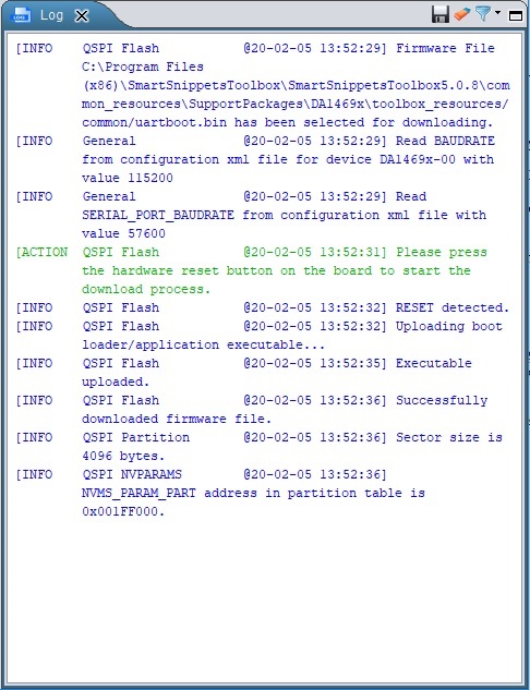 |sst| QSPI Programmer successful connection Log.