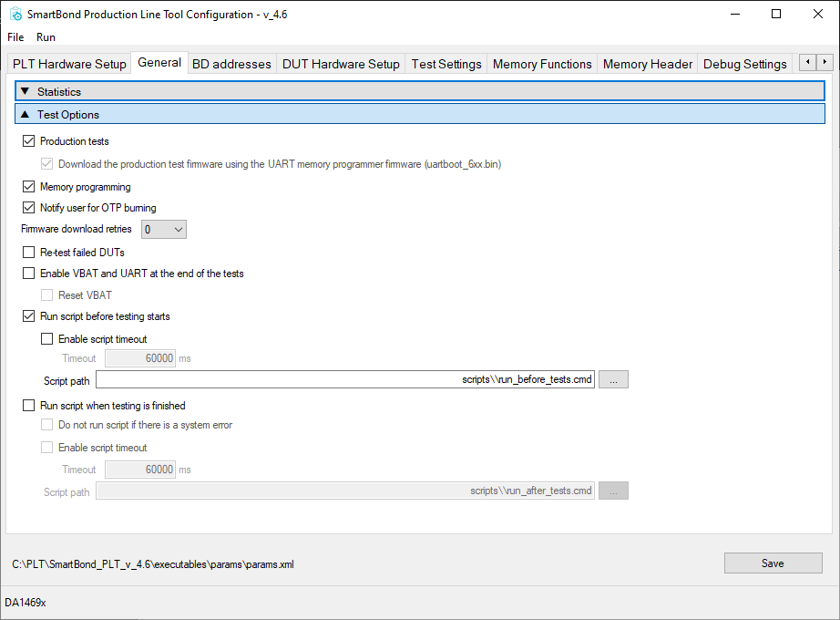 'PLT Settings for enabling csv update script'