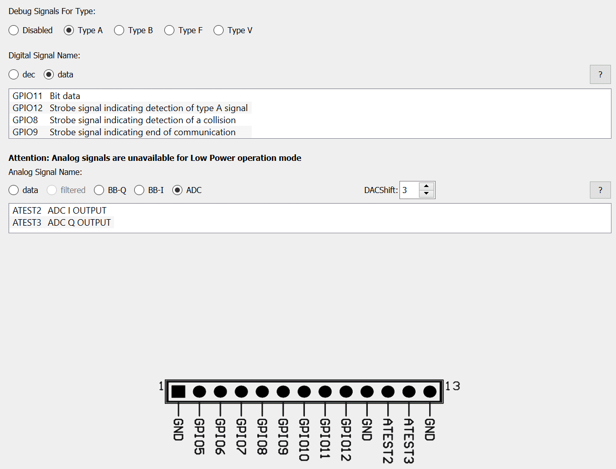 Debug Signals configuration