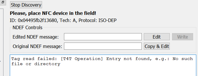 NDEF empty message prompt