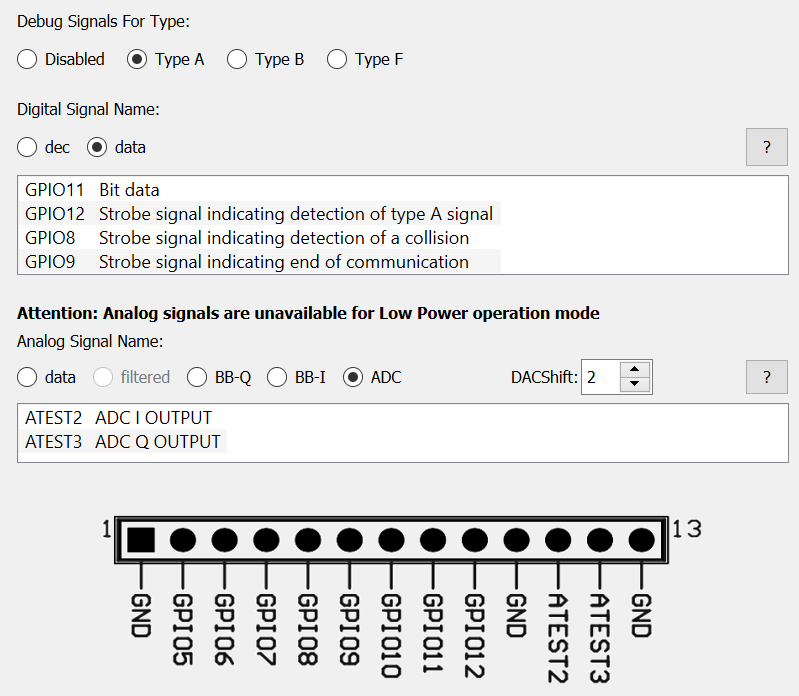 Debug Signals configuration