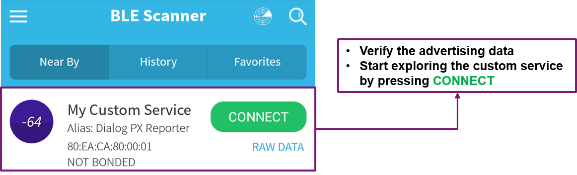 'Verifying the Bluetooth Low Energy Device Output Using a Scanner App'